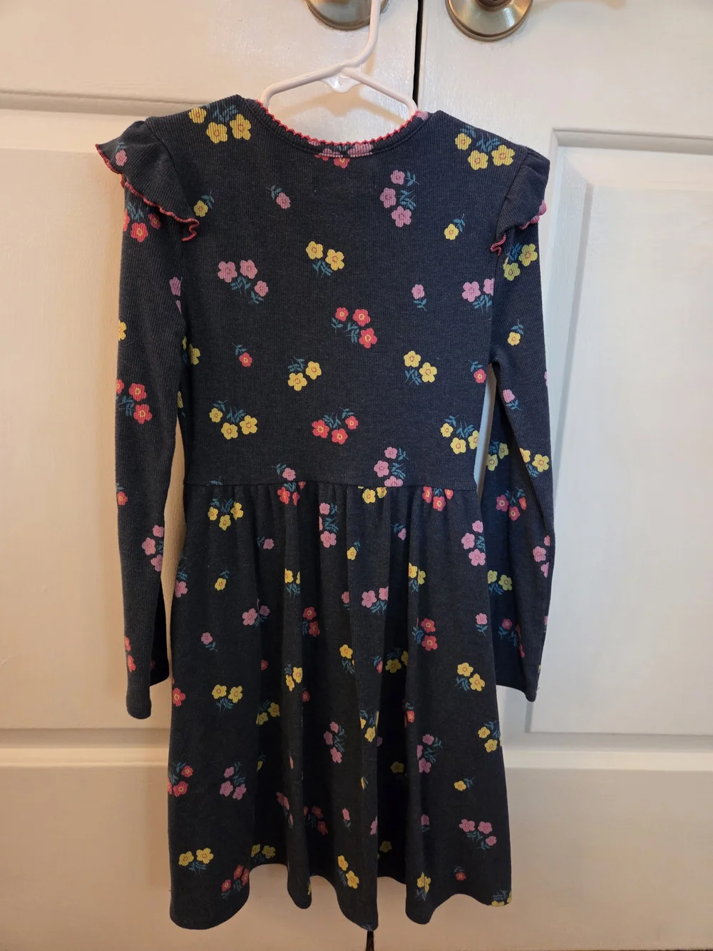 Tucker + Tate Navy Floral Ruffle-Shoulder Long Sleeve Dress